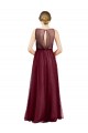 Long Sleeveless Tulle Burgundy Boat Neck A-Line Semi Formal Evening Dress / Bridesmaid Dress Colchester
