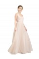 Long Sleeveless Tulle Pink A-Line Semi Formal Evening Dress / Bridesmaid Dress Colchester