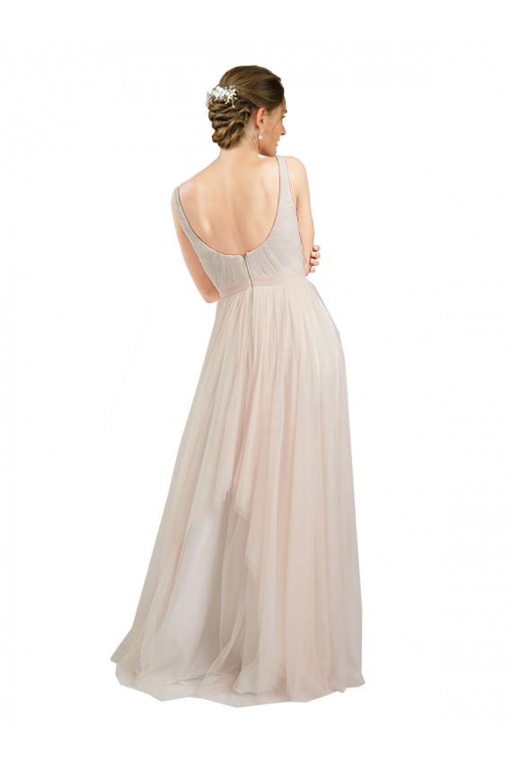 Long Sleeveless Tulle Pink A-Line Semi Formal Evening Dress / Bridesmaid Dress Colchester