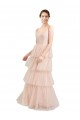 Long Sleeveless Tulle Pink V-Neck A-Line Semi Formal Evening Dress / Bridesmaid Dress Colchester
