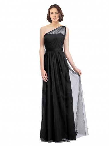Long Sleeveless Tulle Black A-Line Bridesmaid Dress Colchester