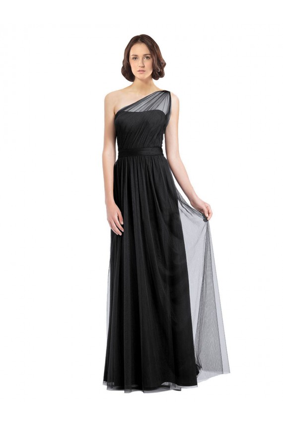 Long Sleeveless Tulle Black A-Line Bridesmaid Dress Colchester