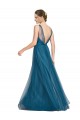 Long Sleeveless Tulle Teal Green V-Neck A-Line Bridesmaid Dress Colchester