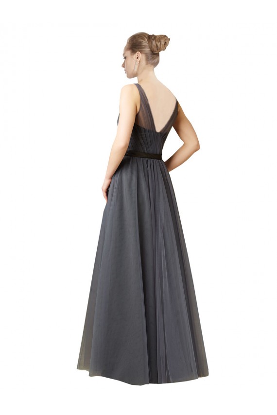 Long Sleeveless Tulle Slate Grey A-Line Formal Dress / Bridesmaid Dress Colchester