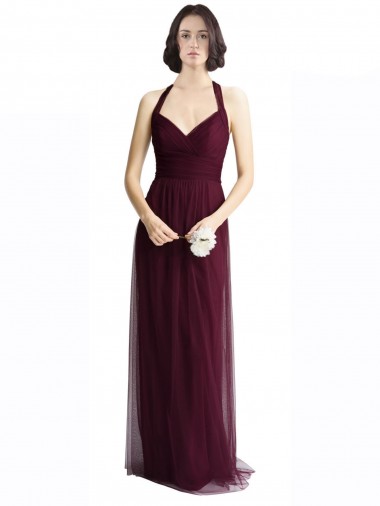 Long Sleeveless Tulle Red A-Line Bridesmaid Dress / Evening Dress Colchester