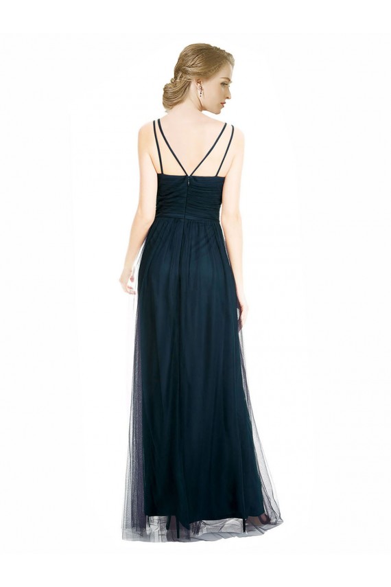 Long Sleeveless Tulle Blue A-Line Bridesmaid Dress Colchester
