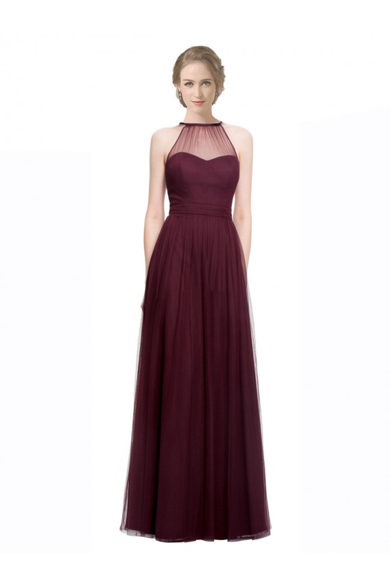 Long Sleeveless Tulle Red A-Line Bridesmaid Dress Colchester