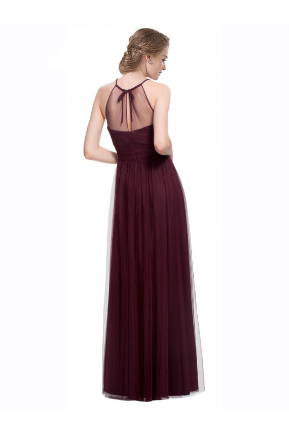 Long Sleeveless Tulle Red A-Line Bridesmaid Dress Colchester