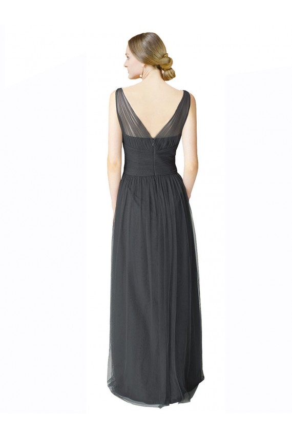 Long Sleeveless Tulle Pewter A-Line Formal Dress / Bridesmaid Dress Colchester