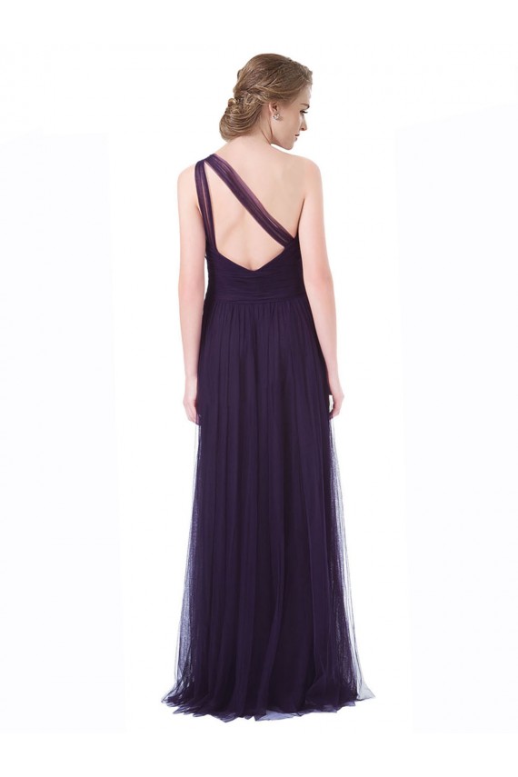 Long Sleeveless Tulle Plum A-Line Bridesmaid Dress Colchester