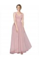 Long Sleeveless Tulle Pink V-Neck A-Line Bridesmaid Dress Colchester