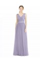 Long Sleeveless Tulle Lilac V-Neck A-Line Bridesmaid Dress Colchester