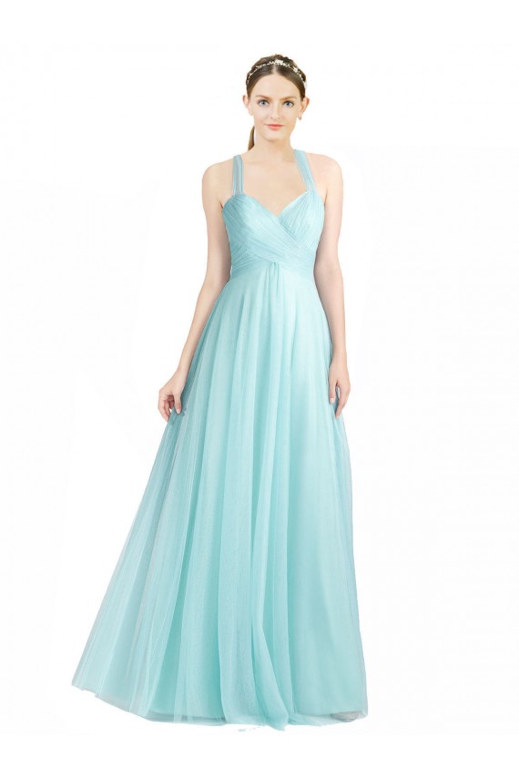 Long Sleeveless Tulle Mint Green A-Line Bridesmaid Dress Colchester