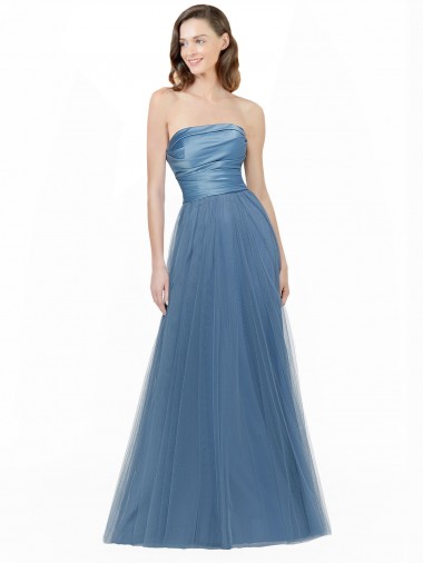 Long Sleeveless Satin & Tulle A-Line Bridesmaid Dress Colchester
