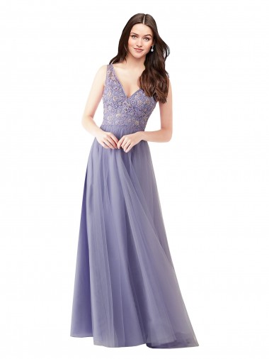 Long Sleeveless Tulle & Lace A-Line Formal Dress / Bridesmaid Dress Colchester