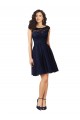 Knee Length Sleeveless Tulle & Lace Dark Navy A-Line Bridesmaid Dress Colchester