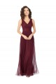 Long Sleeveless Tulle Burgundy Gold A-Line Bridesmaid Dress Colchester