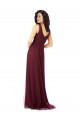 Long Sleeveless Tulle Burgundy Gold A-Line Bridesmaid Dress Colchester
