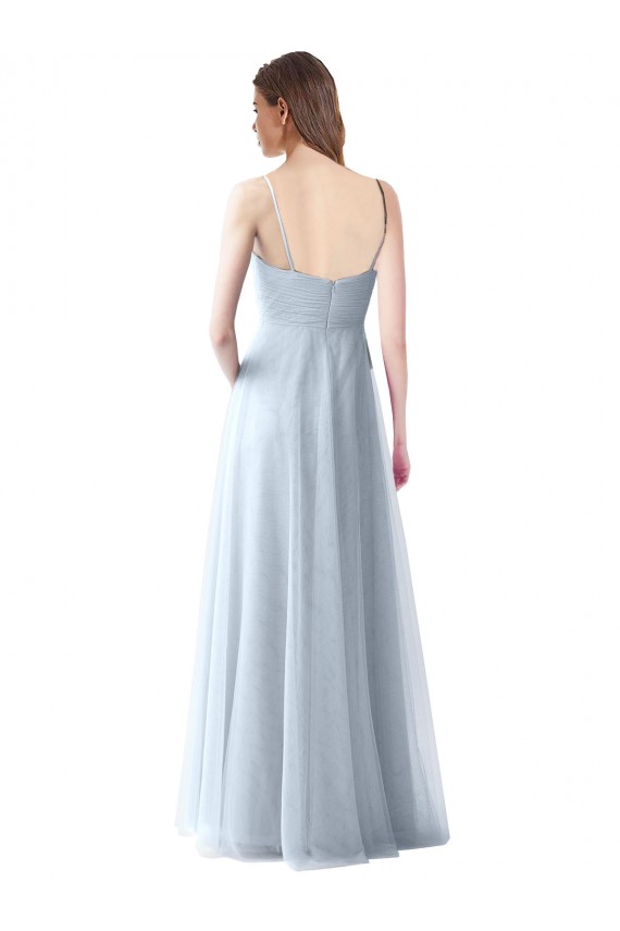 Long Sleeveless Soft Tulle Light Sky Blue A-Line Bridesmaid Dress Colchester