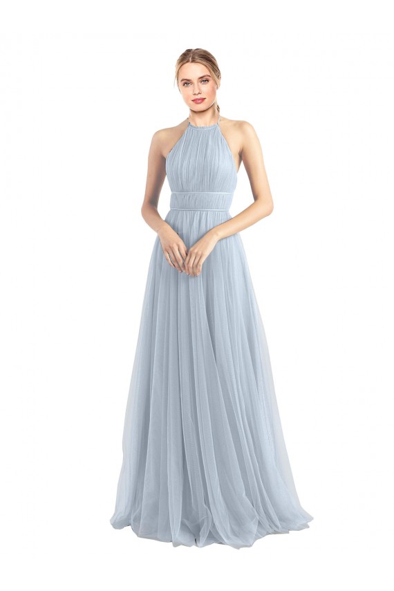 Long Sleeveless Tulle Light Sky Blue A-Line Bridesmaid Dress Colchester