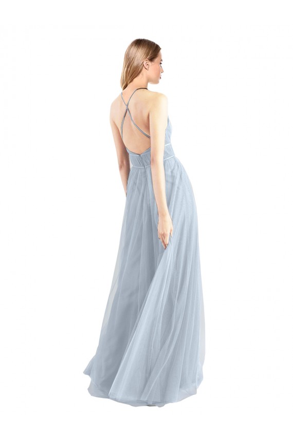 Long Sleeveless Tulle Light Sky Blue A-Line Bridesmaid Dress Colchester