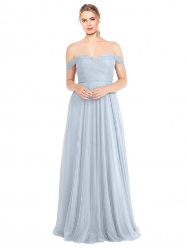 Long Sleeveless Tulle Light Sky Blue A-Line Evening Dress / Bridesmaid Dress Colchester