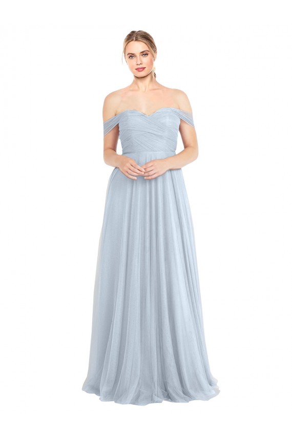 Long Sleeveless Tulle Light Sky Blue A-Line Evening Dress / Bridesmaid Dress Colchester