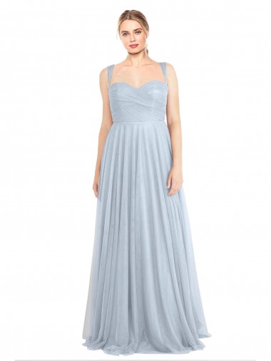 Long Sleeveless Tulle Light Sky Blue A-Line Evening Gown / Bridesmaid Dress Colchester