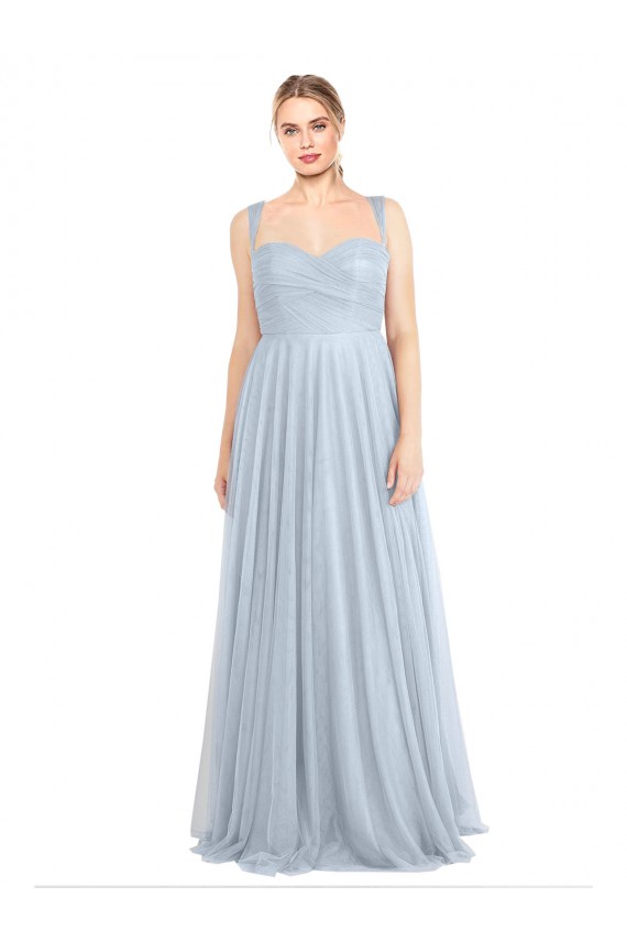 Long Sleeveless Tulle Light Sky Blue A-Line Evening Gown / Bridesmaid Dress Colchester