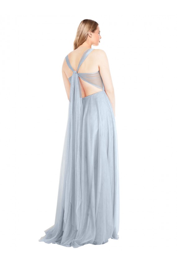 Long Sleeveless Tulle Light Sky Blue A-Line Evening Gown / Bridesmaid Dress Colchester