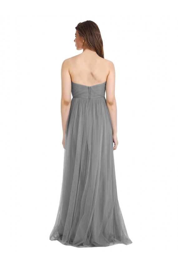 Long Sleeveless Tulle Slate Grey A-Line Bridesmaid Gown Colchester