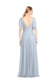 Long Flutter Sleeves Tulle Light Sky Blue A-Line Bridesmaid Dress / Evening Dress Colchester