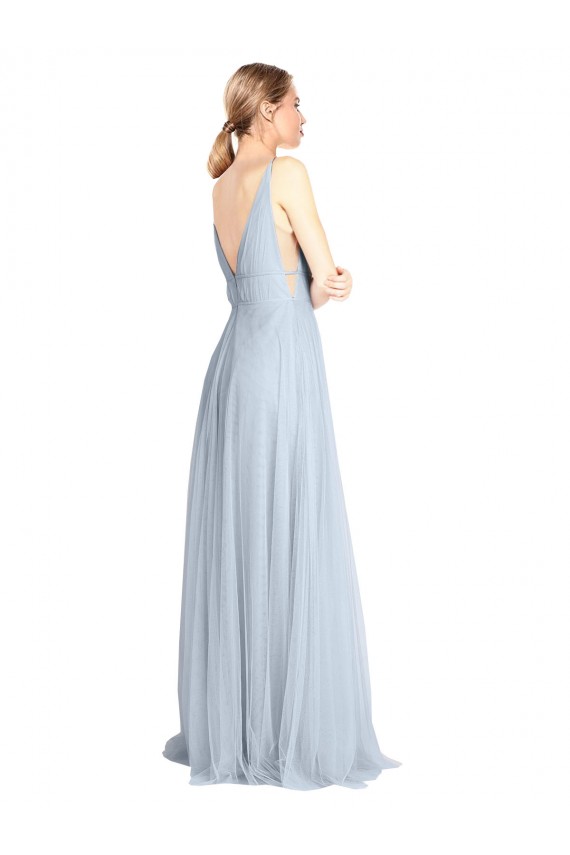 Long Floor Length Sleeveless Tulle Light Sky Blue A-Line Bridesmaid Dress Colchester