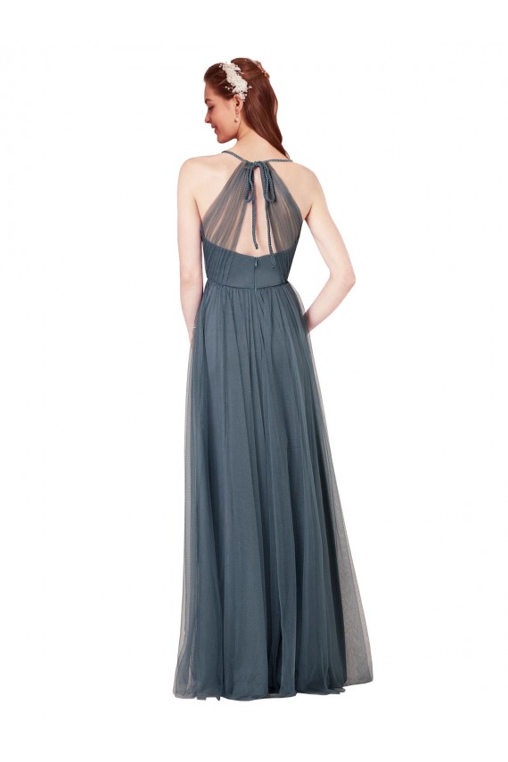 Long Sleeveless Tulle Burgundy A-Line Bridesmaid Dress Colchester