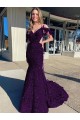 Court Train Sleeveless Velvet Sequin Plum Purple Sheath Prom Dress / Evening Dress Colchester