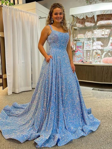 Court Train Sleeveless Velvet Sequin A-Line Prom Dress / Evening Dress Colchester