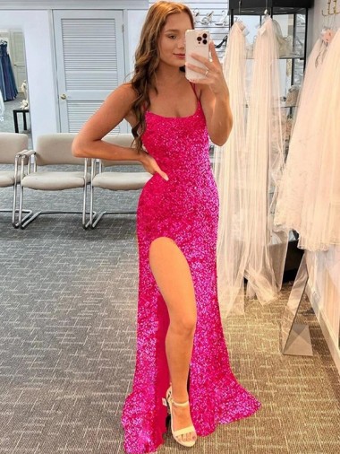 Sweep Train Sleeveless Velvet Sequin Fuchsia Sheath Prom Dress / Evening Gown Colchester