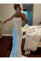 Sweep Train Sleeveless Velvet Sequin Spaghetti Straps Sheath Evening Dress Colchester