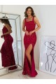 Long Sleeveless Velvet Sequin Burgundy Sheath Prom Dress Colchester