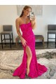 Sweep Train Sleeveless Velvet Sequin Fuchsia Sheath Prom Dress Colchester