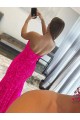 Sweep Train Sleeveless Velvet Sequin Fuchsia Sheath Prom Dress Colchester