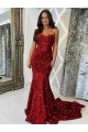 Court Train Sleeveless Velvet Sequin Burgundy Sheath Evening Dress Colchester