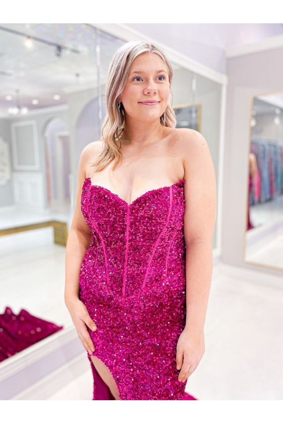 Sweep Train Sleeveless Velvet Sequin Sweetheart Sheath Evening Dress Colchester