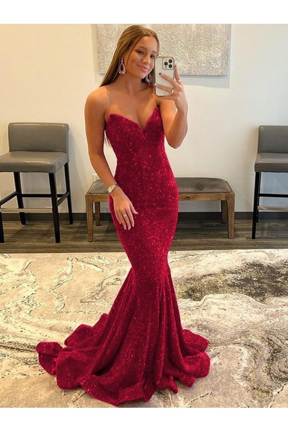 Sweep Train Sleeveless Velvet Sequin Burgundy Sheath Prom Dress Colchester
