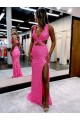 Long Sweep Train Sleeveless Velvet Sequin Sheath Evening Dress Colchester