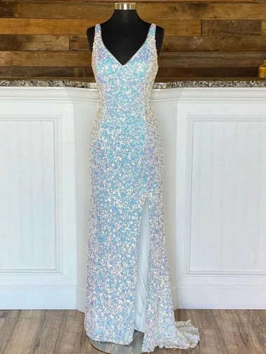 Sweep Train Sleeveless Velvet Sequin Sheath Evening Gown / Prom Dress Colchester