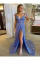 Court Train Sleeveless Velvet Sequin V-Neck A-Line Prom Dress / Evening Dress Colchester