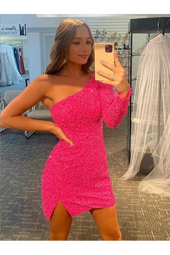 Short Long Sleeves Velvet Sequin Sheath Prom Dress / Evening Dress Colchester