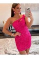 Short Sleeveless Velvet Sequin Fuchsia Sheath Prom Dresses Colchester