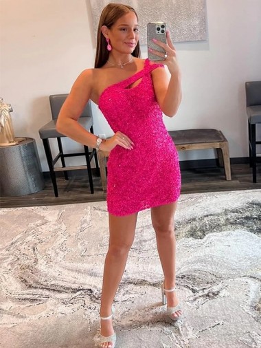 Short Sleeveless Velvet Sequin Fuchsia Sheath Prom Dresses Colchester